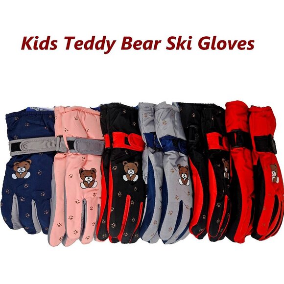 Kids Ski Winter Gloves, Multiple Colors, One Size 9" Long - Picture 1 of 11